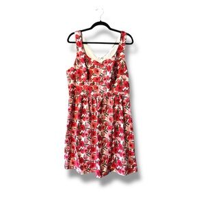 Plus Size Red Floral Cotton Summer Dress